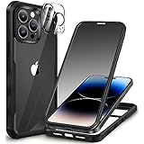 CENHUFO Sichtschutz Hülle für iPhone 14 Pro, 360 Grad Handyhülle Schutzhülle mit Eingebautem Privacy Panzerglas Displayschutz und Kameraschutz Stoßfest Panzerhülle Anti Spy Cover Case - Schwarz